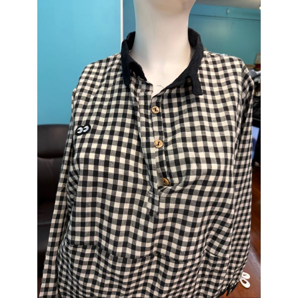 Buykud Black and white Gingham Check pullover Blouse Women’s Size XL NEW WITH TA - Picture 3 of 9